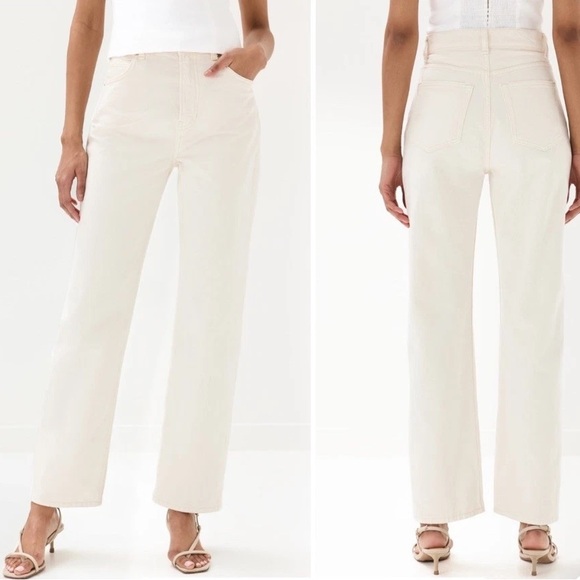 Reformation Abby High Rise ivory Straight Leg Jeans sz 26 - Picture 2 of 7